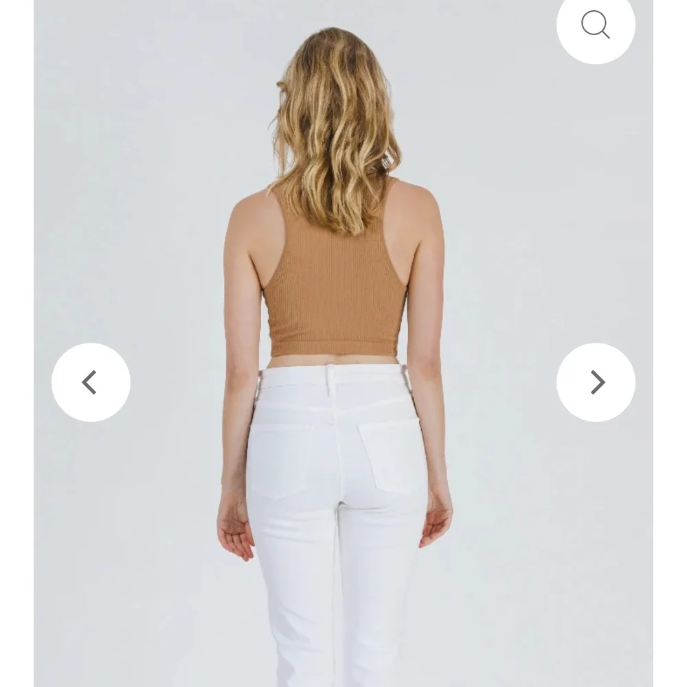 Mod Ref, Tan Ribbed Crop Top - Picture 2 of 4